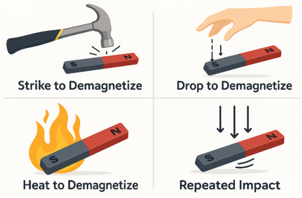 Simple demagnetization techniques without specialized tools