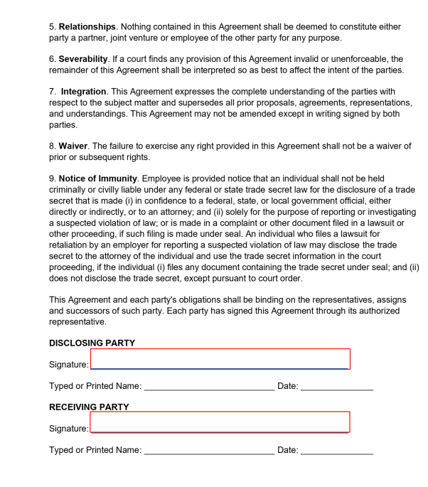 NDA Agreement in Machining Template2