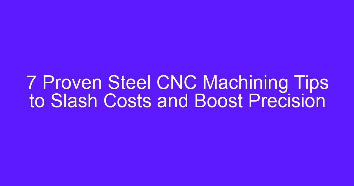 7 Proven Steel CNC Machining Tips to Slash Costs and Boost Precision