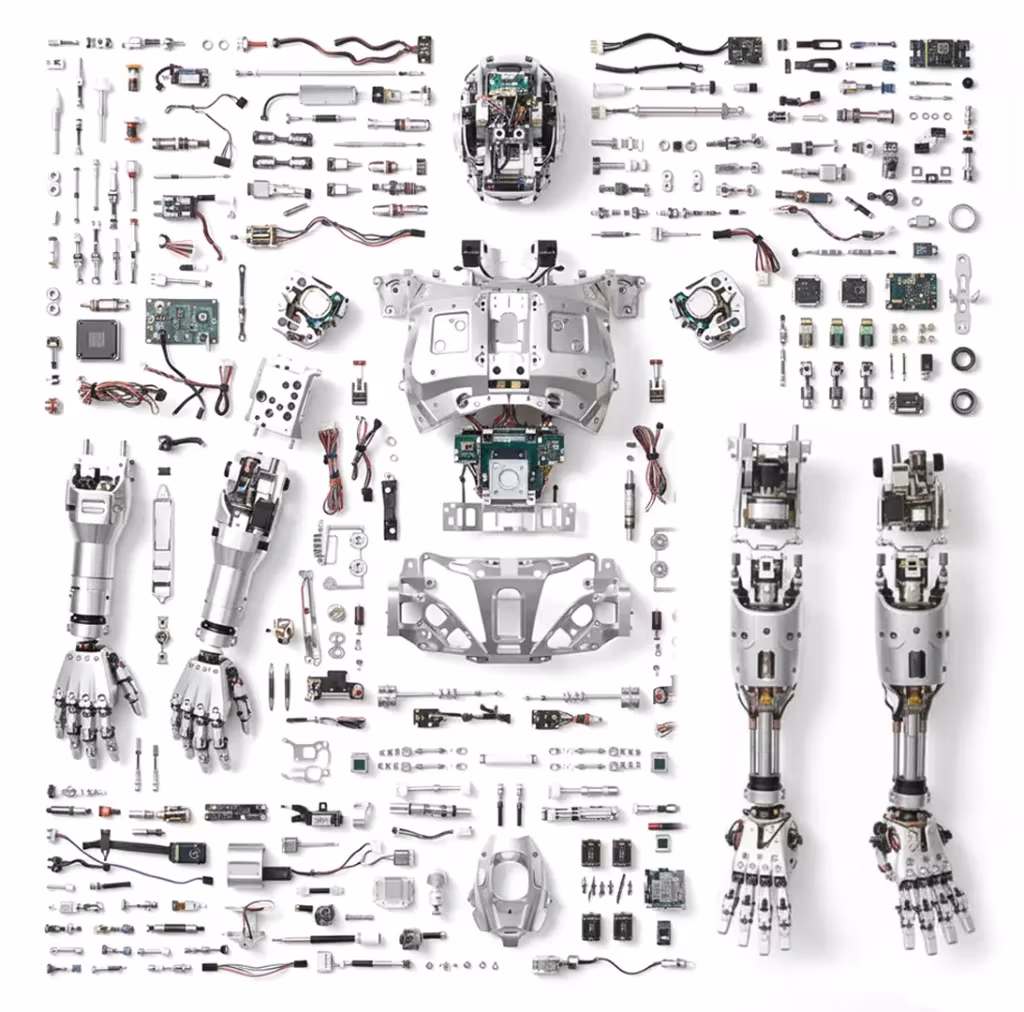 Humanoid robot prototype — precision machined structural components