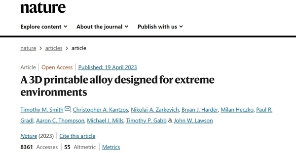 nasa has developed an ultra high temperature alloy grx 810 for 3d