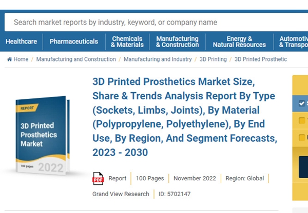 1732593276 686 The global 3D printing prosthetics industry is expected to reach