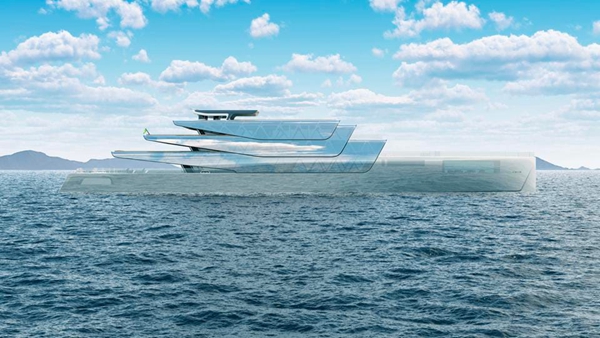 Invisible yacht printed in 3D integrated into nature and achieves