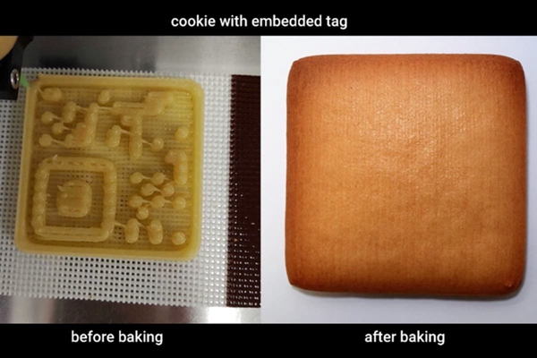 3D printed QR code embedded in food