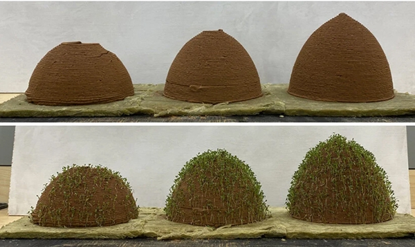 3D printing of soil mixture materials to develop bioconstructions