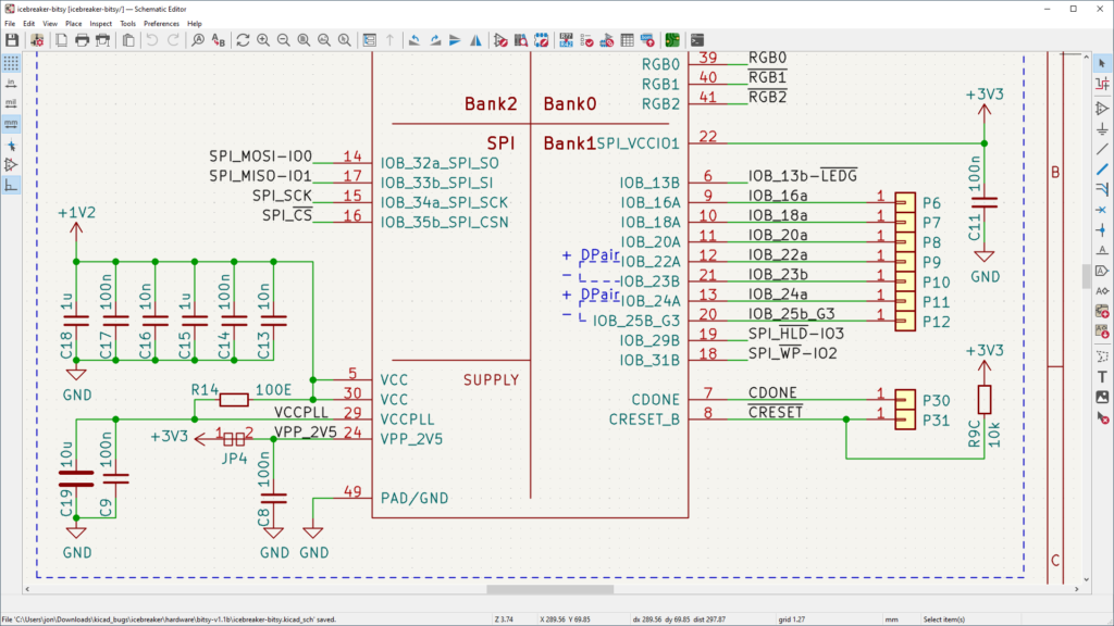 Kicad right assistant for the design of light electronic circuits