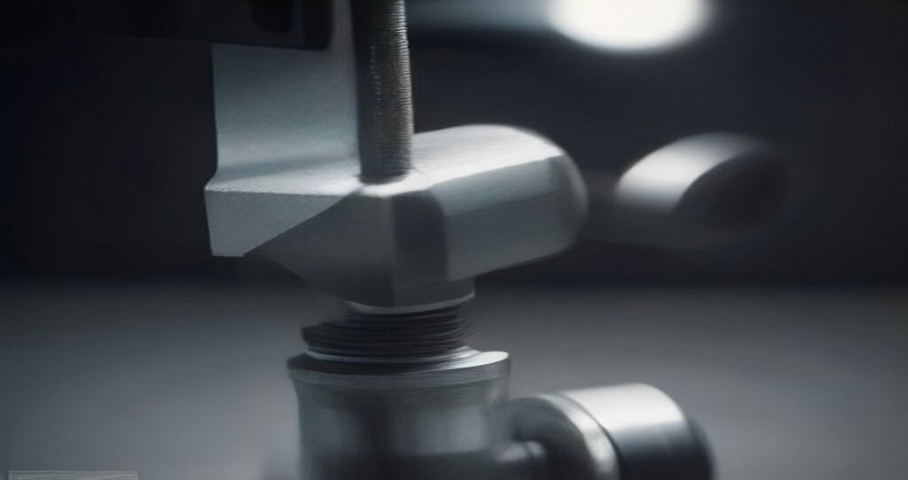 CNC Deep Hole Drilling Machine — Solid steel bar stock clamped in a lathe fixture, drill guide bushing in focus