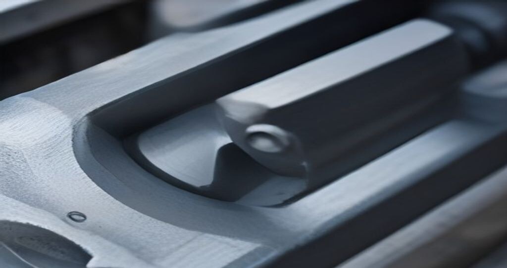 CNC Machine For Automotive Industry — Aluminum transmission housing on bench, machined bores and bolt holes visible