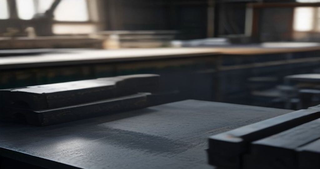CNC Machine That Cuts Metal — Row of freshly machined steel parts resting on a workshop bench