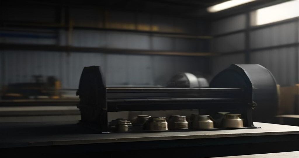 CNC Metal Cutting Machines — Stack of freshly machined steel parts sitting on a metal workbench