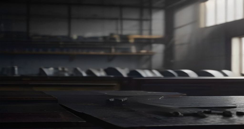 CNC Vertical Machining Equipment — Row of freshly machined steel parts on a workshop bench under bright light