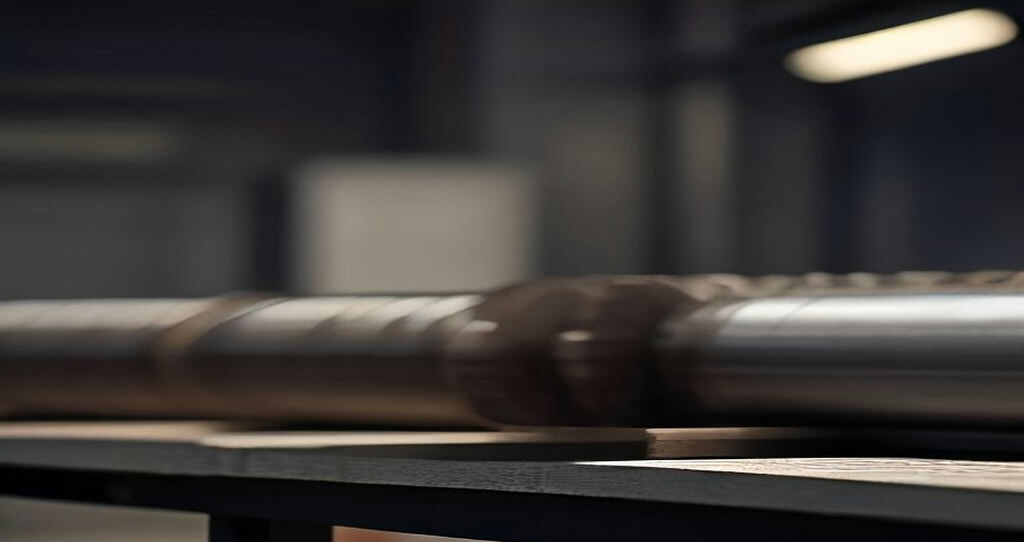 Computer Numerical Control CNC Machines — Turned steel shafts stacked on a workbench beside calipers and micrometers