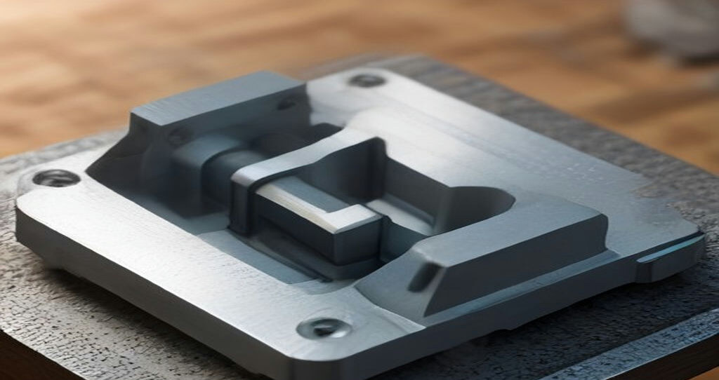 Computer Numerical Control CNC Machines — Titanium superalloy block clamped in a vise on a CNC machine table